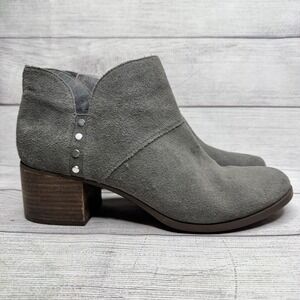 Koolaburra by‎ UGG Grey Suede Ankle Boots Block Heel Studded Side Zip Size 12
